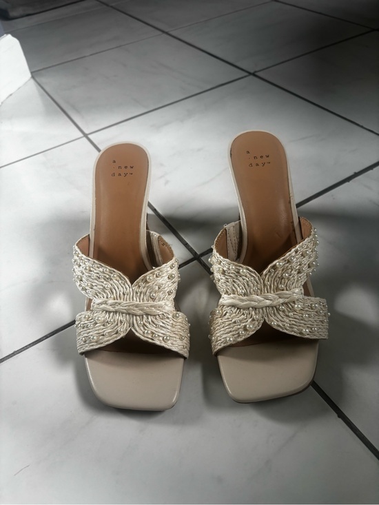 a new day Shoes - a new day Cream Braided Pearl-Embellished Slide Mules